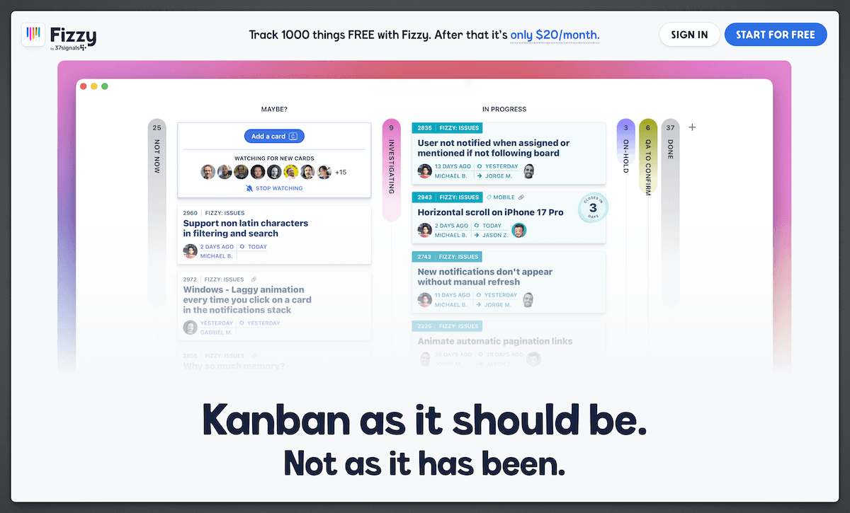 Fizzy — Kanban as it should be